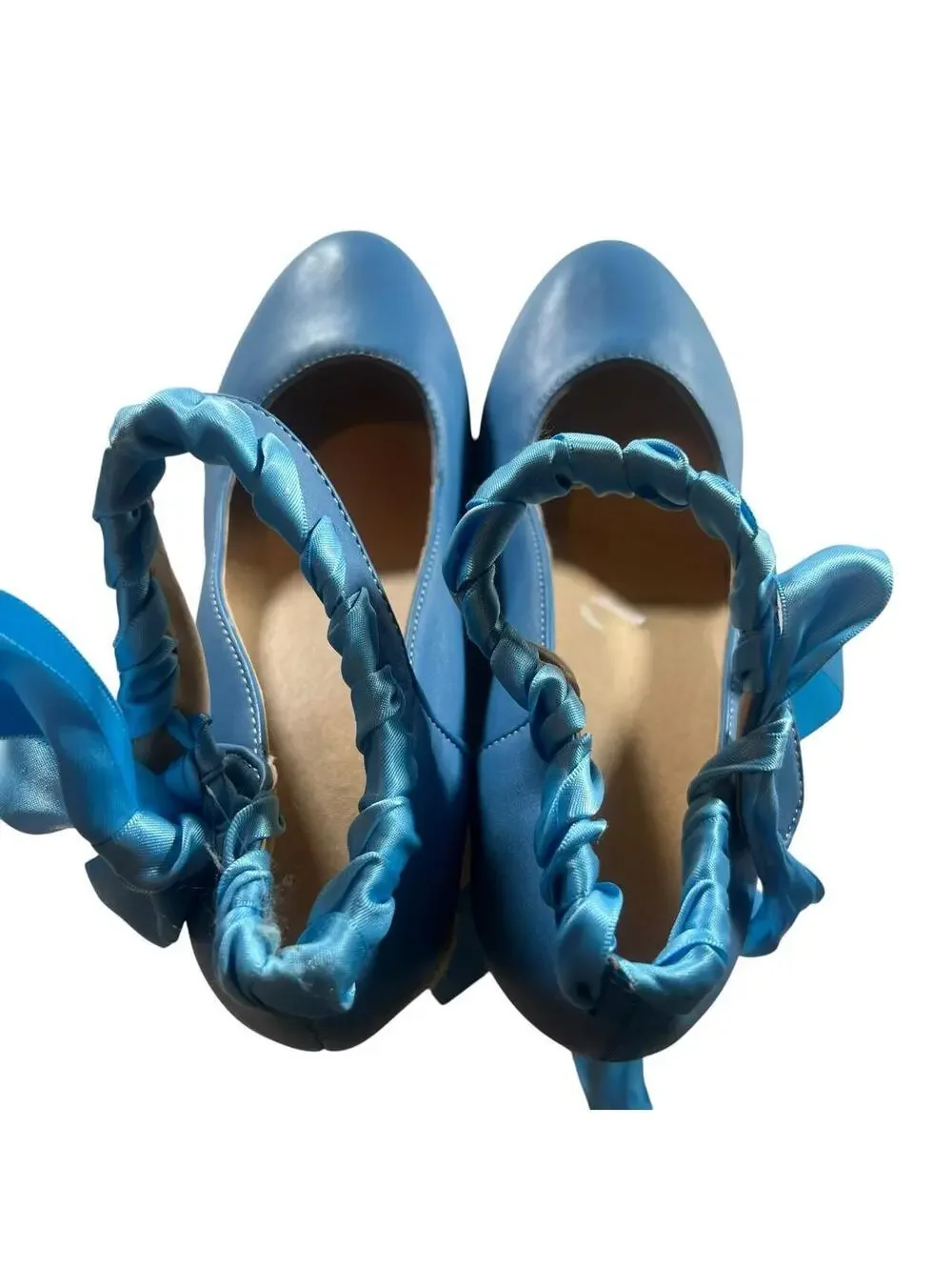 Lolita Blue Ribbon Lace Up Wedge Heels